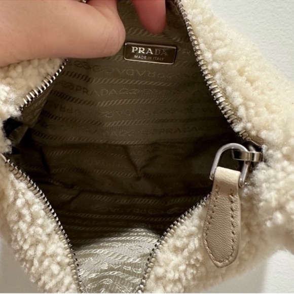 Prada Shearling Mini Re-Edition 2000 Bag in Ecru (LIKE NEW) - Picture 5 of 8
